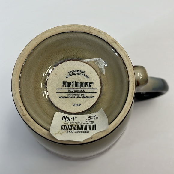 Pier 1 Imports RED SCROLL Mug NWT - Picture 6 of 6